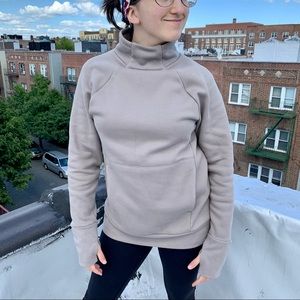 Fabletics Pullover Turtleneck Sweatshirt in Tan